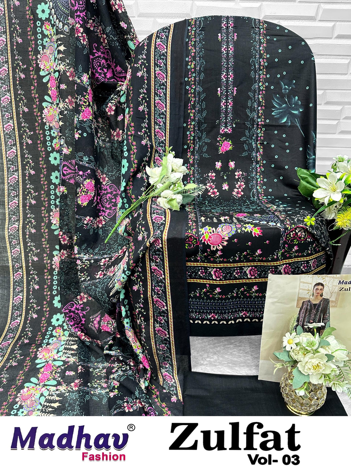 Zulfat Vol 3 Madhav Fashion Lawn Cotton Open Pics Karachi Salwar Suits Manufacturer
