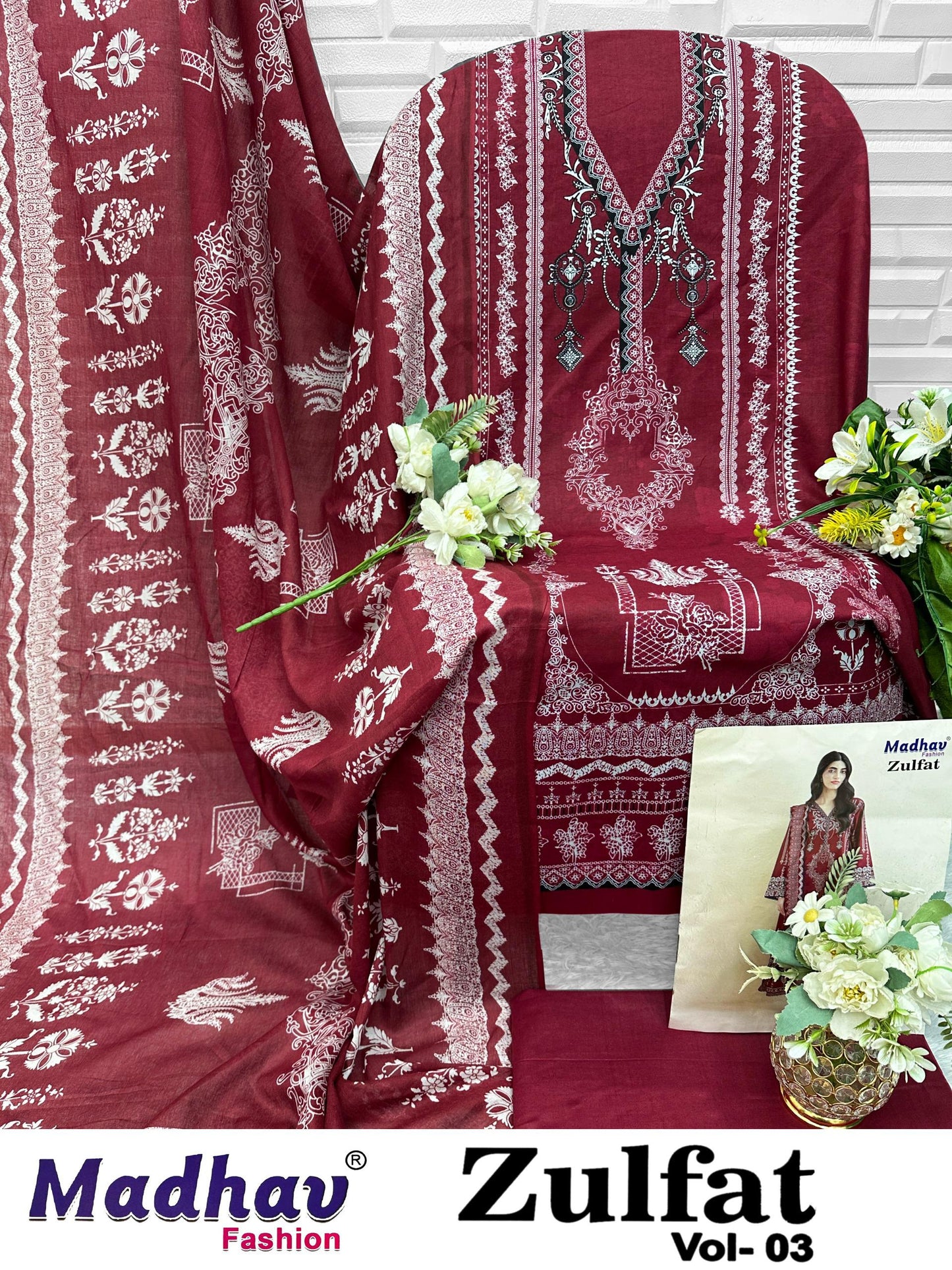 Zulfat Vol 3 Madhav Fashion Lawn Cotton Open Pics Karachi Salwar Suits Manufacturer