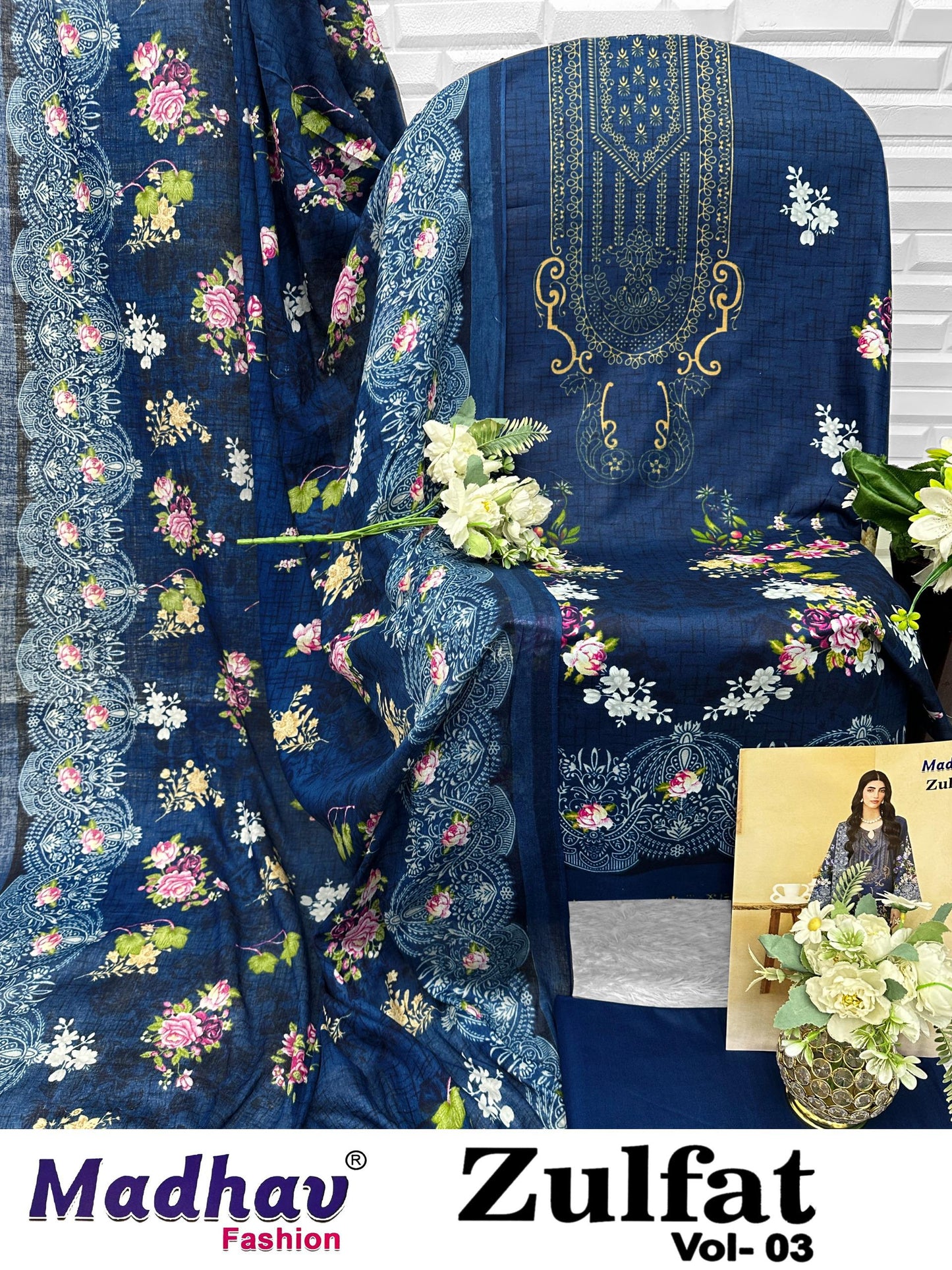 Zulfat Vol 3 Madhav Fashion Lawn Cotton Open Pics Karachi Salwar Suits Manufacturer