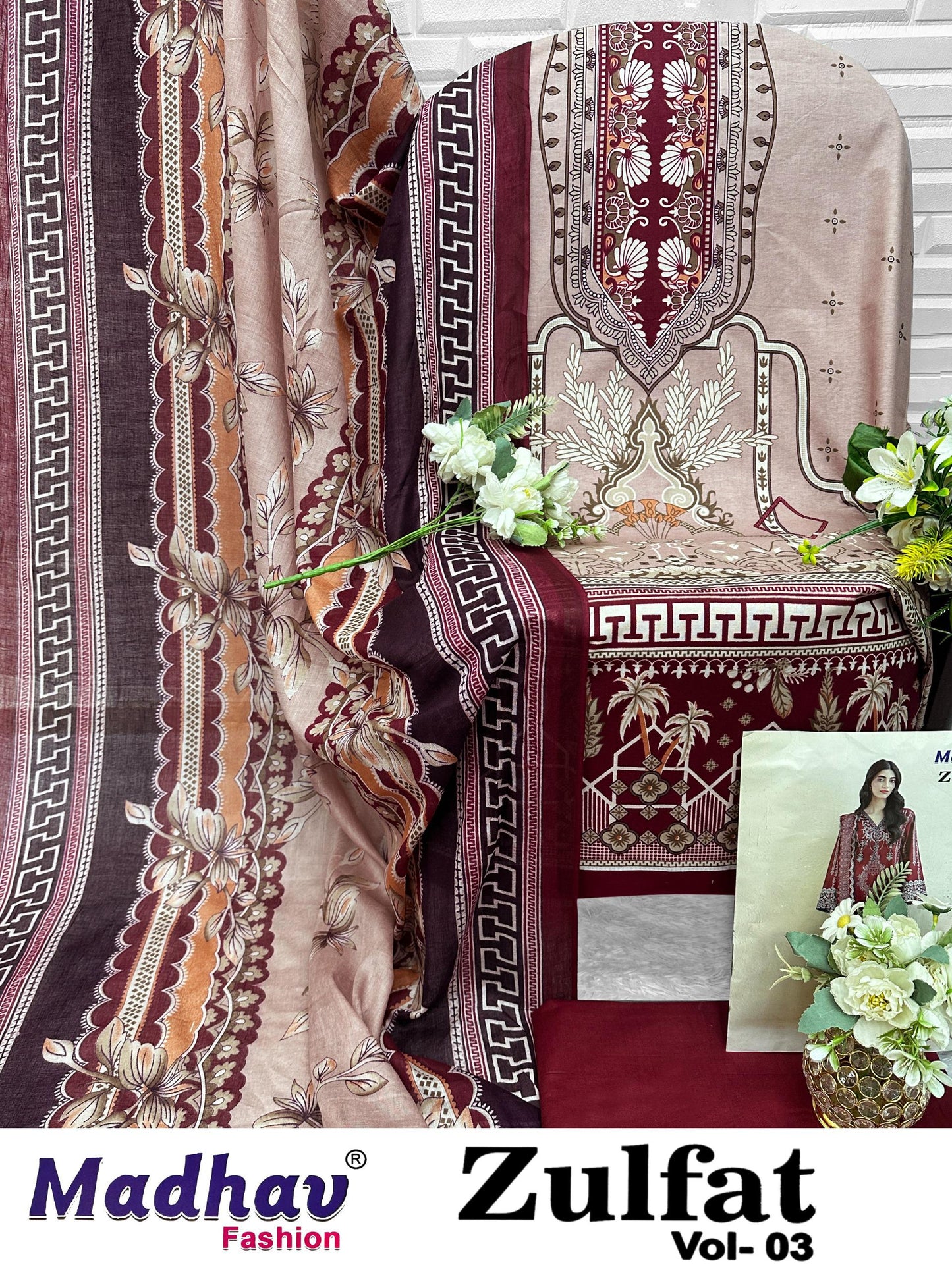 Zulfat Vol 3 Madhav Fashion Lawn Cotton Open Pics Karachi Salwar Suits Manufacturer