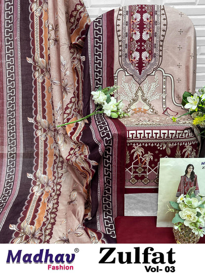 Zulfat Vol 3 Madhav Fashion Lawn Cotton Open Pics Karachi Salwar Suits Manufacturer