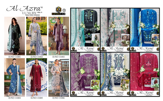 Al Azra Vol 11 Keval Fab Mix Cotton Open pic Karachi Salwar Suits Wholesale Rate