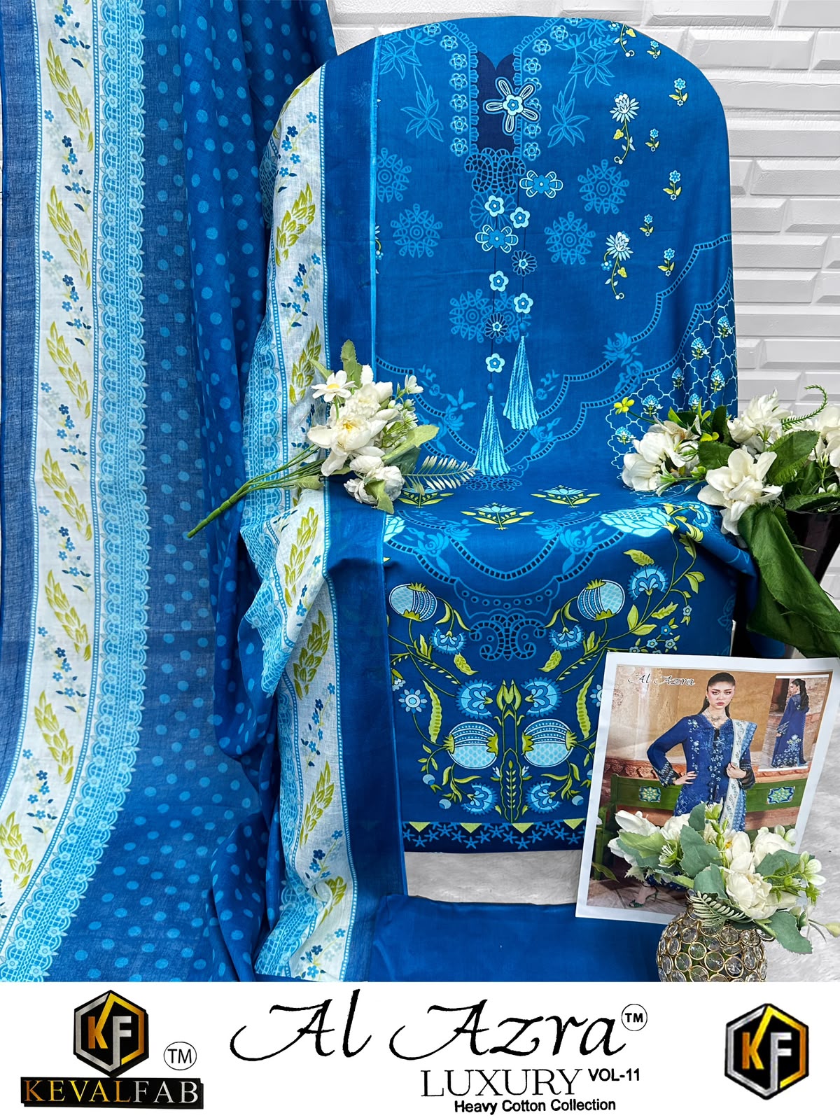Al Azra Vol 11 Keval Fab Mix Cotton Open pic Karachi Salwar Suits Wholesale Rate