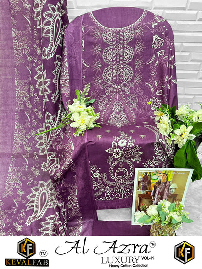 Al Azra Vol 11 Keval Fab Mix Cotton Open pic Karachi Salwar Suits Wholesale Rate