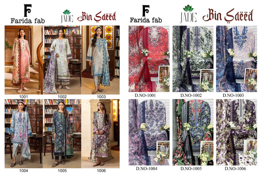 Bin Saeed Jade Farida Fab Cotton Open Pic Karachi Salwar Suits Wholesaler Gujarat