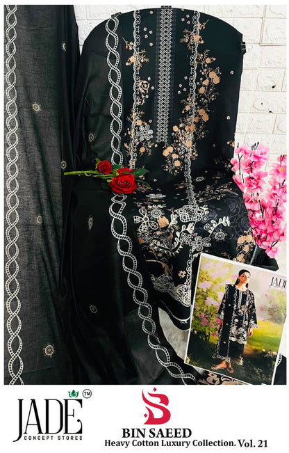 Bin Saeed Vol 21 Jade Mix Cotton Open Pic Karachi Salwar Suits Supplier Gujarat