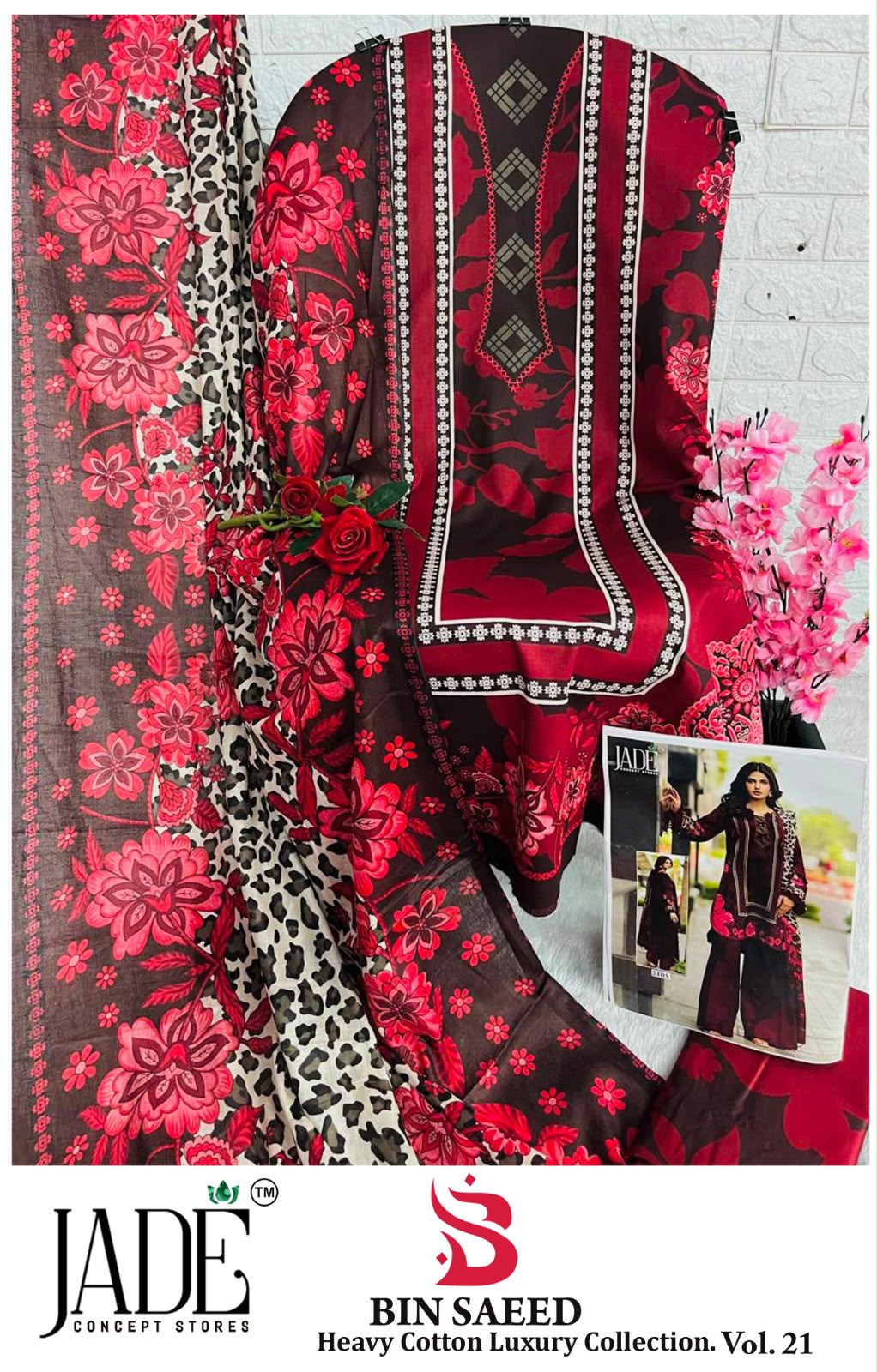 Bin Saeed Vol 21 Jade Mix Cotton Open Pic Karachi Salwar Suits Supplier Gujarat