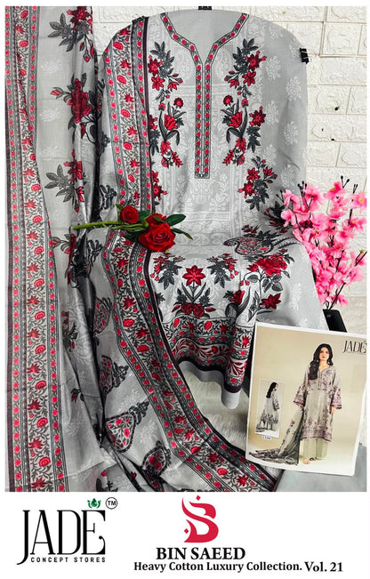 Bin Saeed Vol 21 Jade Mix Cotton Open Pic Karachi Salwar Suits Supplier Gujarat