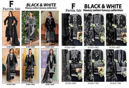 Black And White Farida Fab Lawn Cotton Open Pic Karachi Salwar Suits Exporter India