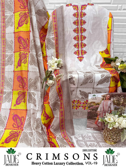 Crimsons Vol 19 Jade Designer Lawn Cotton Open Pic Karachi Salwar Suits Wholesaler Gujarat