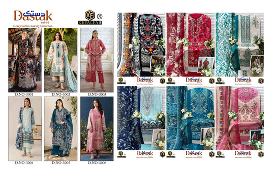Dastak Vol 3 Keval Fab Lawn Cotton Open pic Karachi Salwar Suits Supplier India