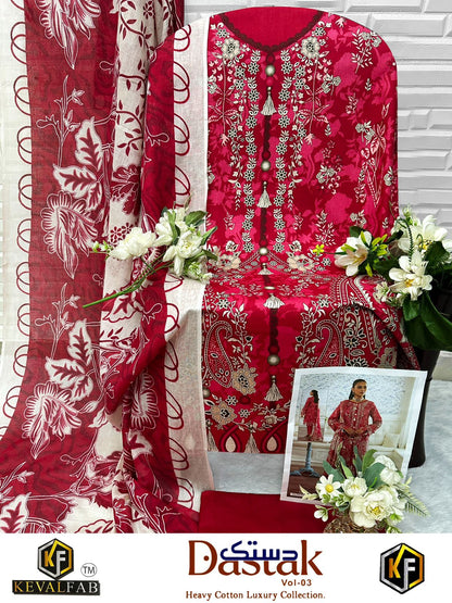 Dastak Vol 3 Keval Fab Lawn Cotton Open pic Karachi Salwar Suits Supplier India