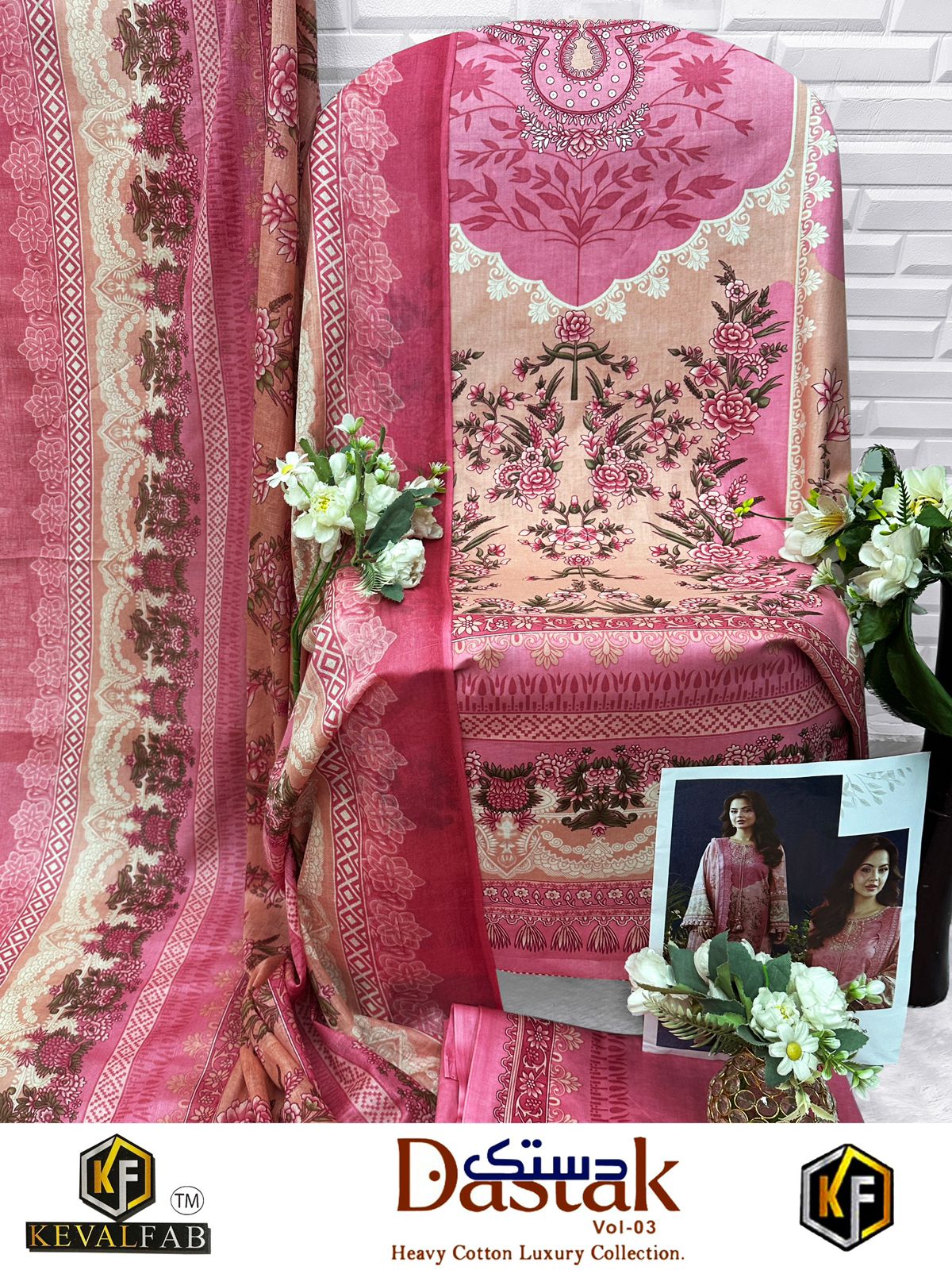 Dastak Vol 3 Keval Fab Lawn Cotton Open pic Karachi Salwar Suits Supplier India