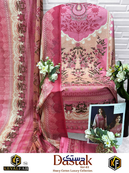 Dastak Vol 3 Keval Fab Lawn Cotton Open pic Karachi Salwar Suits Supplier India