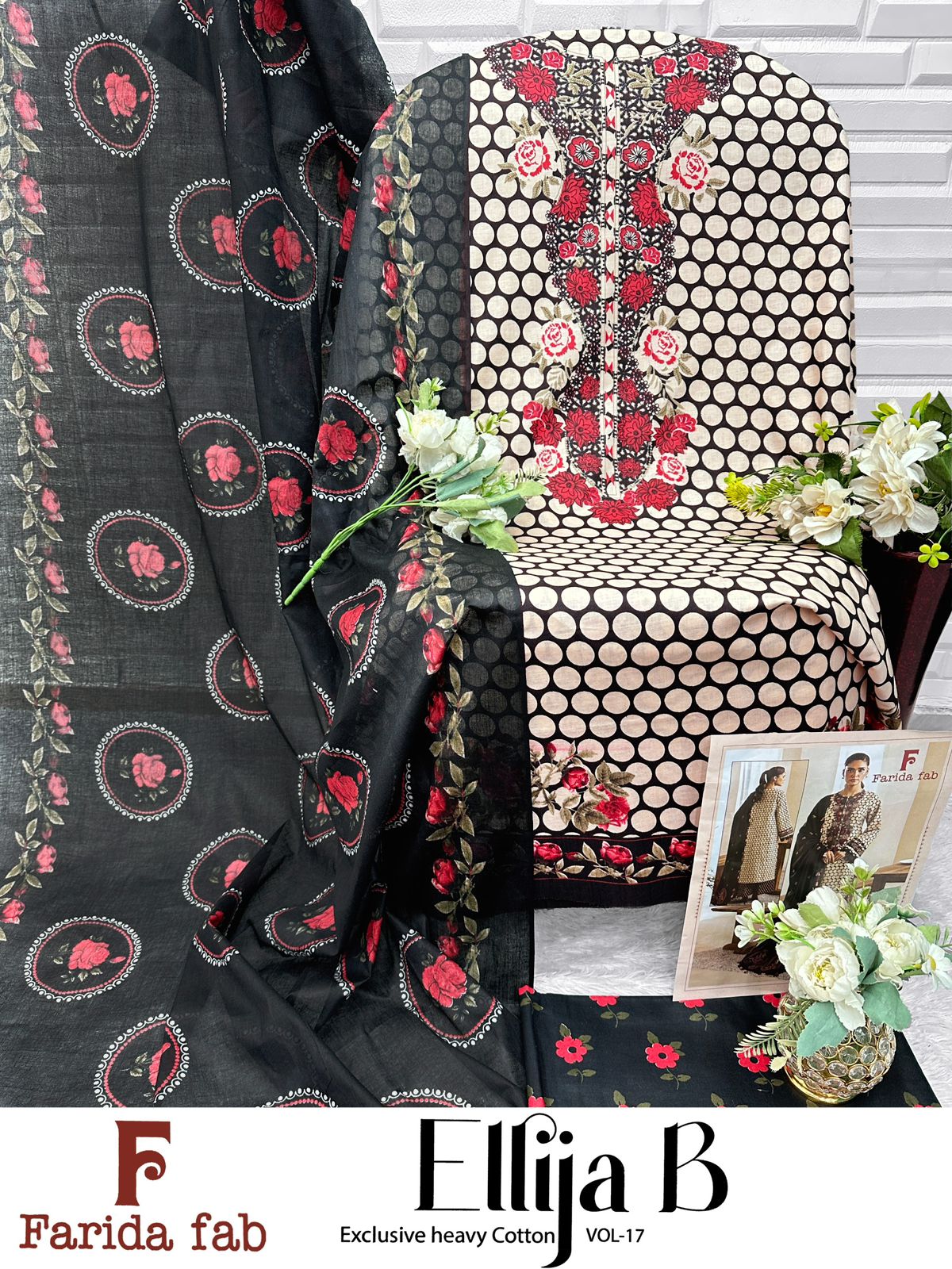 Ellija B Vol 17 Farida Fab Lawn Cotton Open Photo Karachi Salwar Suits Exporter