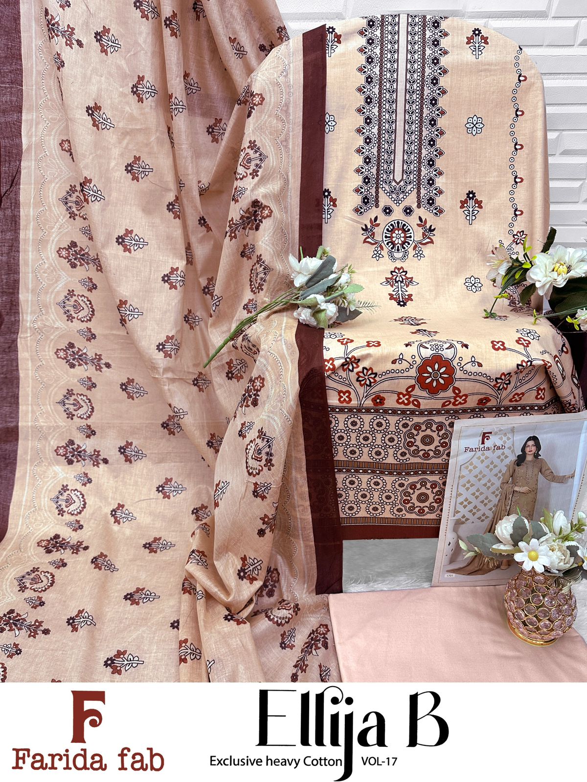 Ellija B Vol 17 Farida Fab Lawn Cotton Open Photo Karachi Salwar Suits Exporter