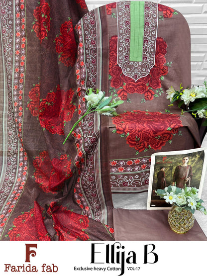 Ellija B Vol 17 Farida Fab Lawn Cotton Open Photo Karachi Salwar Suits Exporter