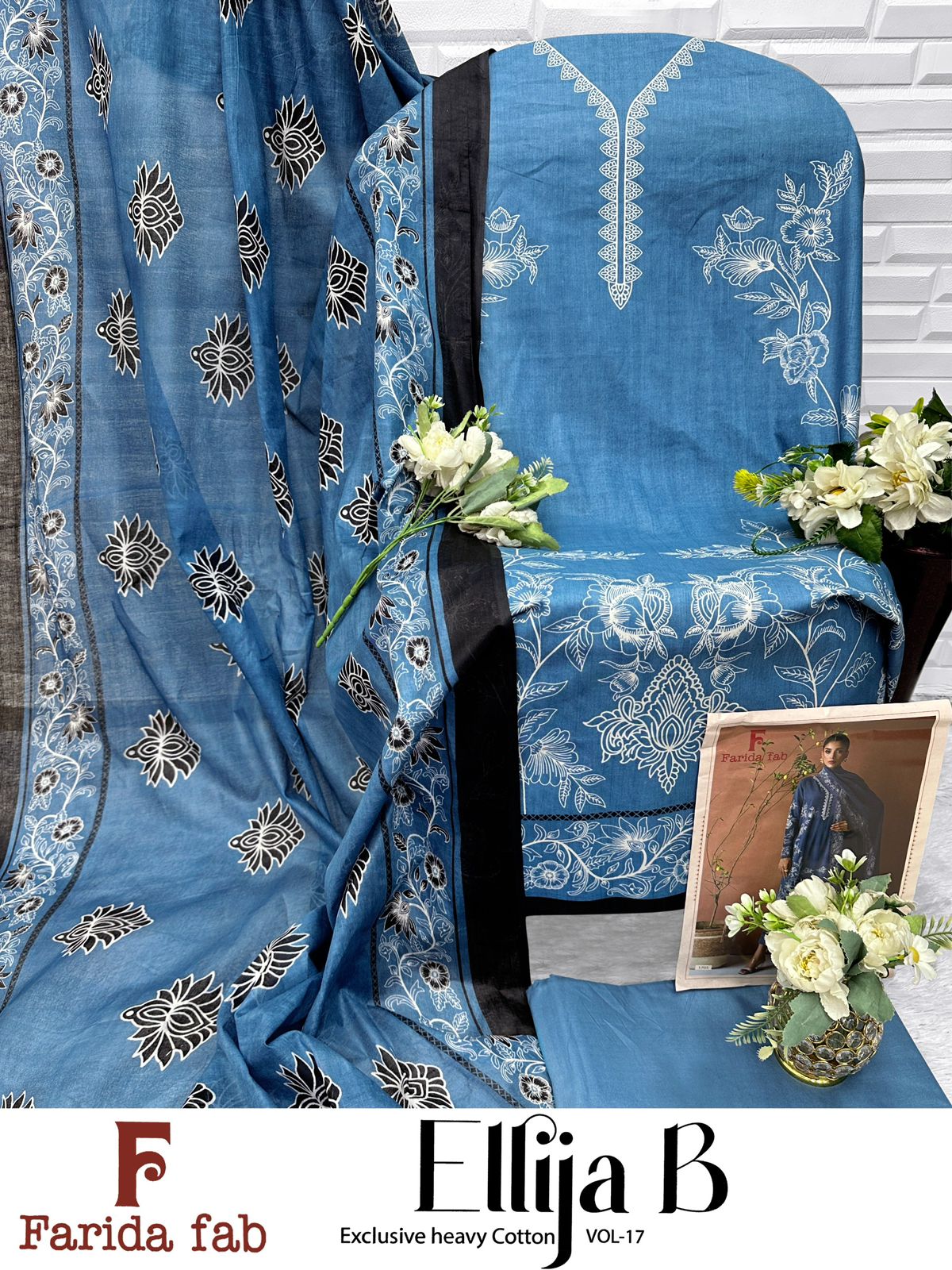Ellija B Vol 17 Farida Fab Lawn Cotton Open Photo Karachi Salwar Suits Exporter