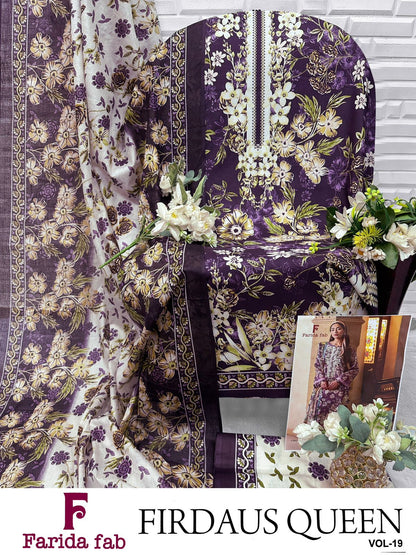 Firdaus Queen Vol 19 Farida Fab Mix Cotton OPEN PIC Karachi Salwar Suits Wholesale Rate