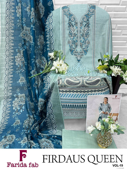 Firdaus Queen Vol 19 Farida Fab Mix Cotton OPEN PIC Karachi Salwar Suits Wholesale Rate