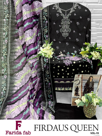 Firdaus Queen Vol 19 Farida Fab Mix Cotton OPEN PIC Karachi Salwar Suits Wholesale Rate