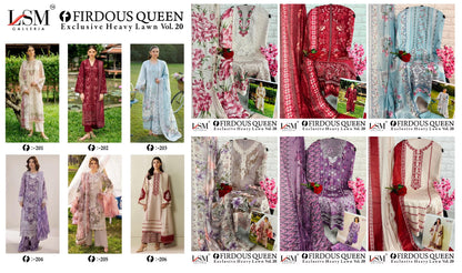 Firdous Queen Vol 20 Lsm Galleria Lawn Cotton Open Pic Karachi Salwar Suits Supplier