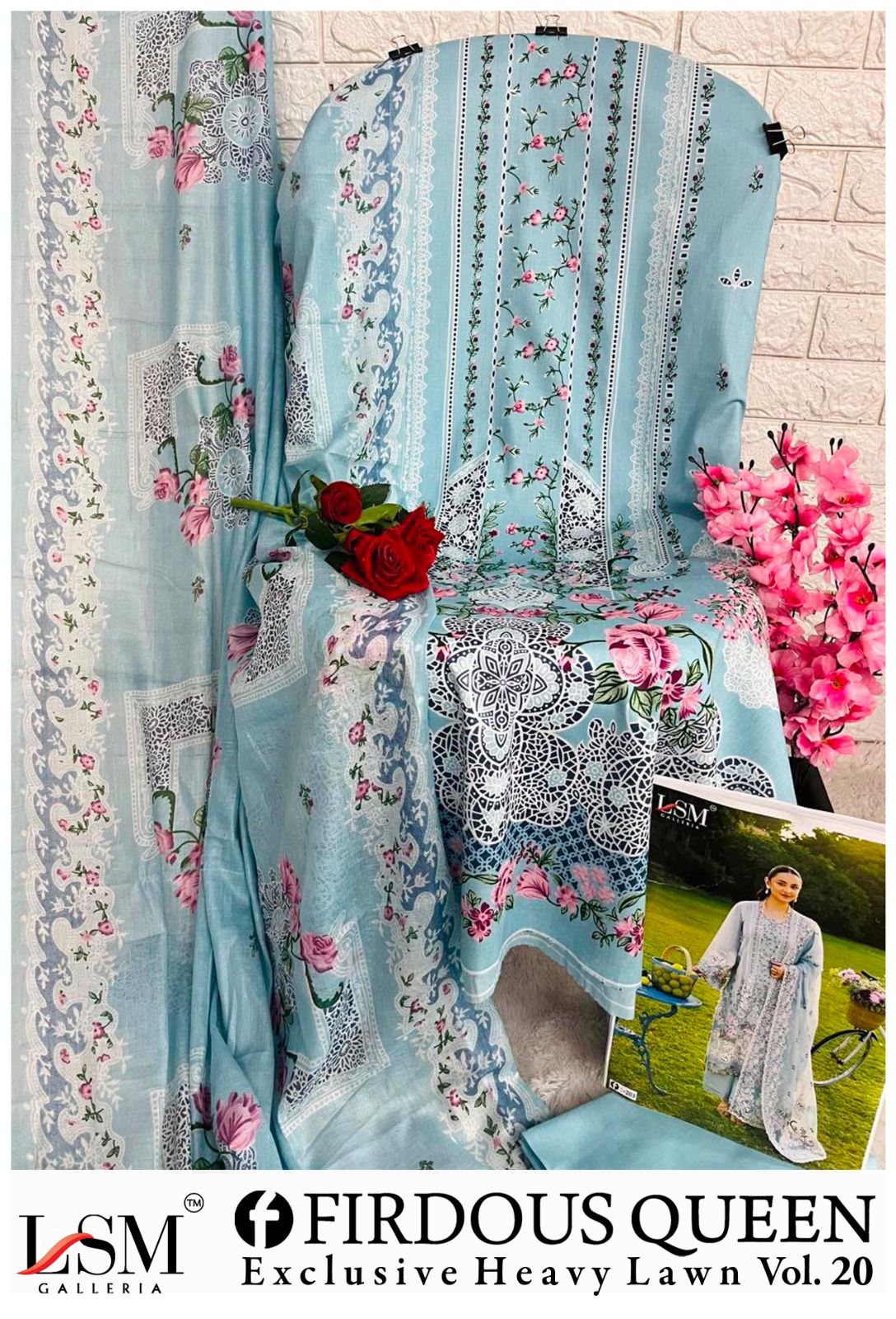 Firdous Queen Vol 20 Lsm Galleria Lawn Cotton Open Pic Karachi Salwar Suits Supplier