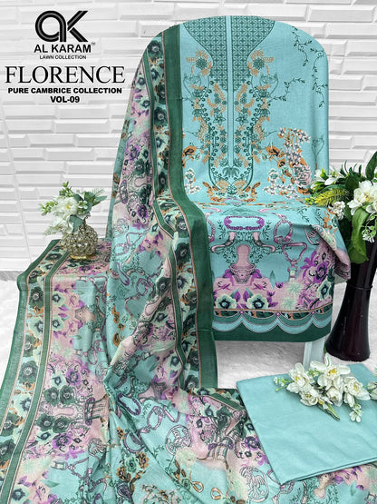 Florence Vol 9 Al Karam Cambric Cotton Open Pic Karachi Salwar Suits Manufacturer Gujarat