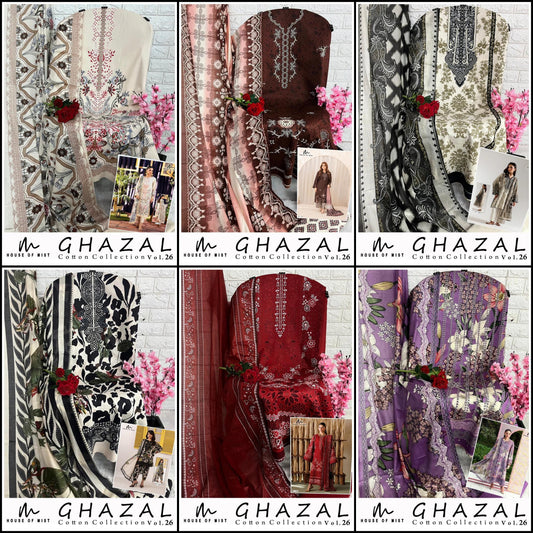 Ghazal Vol 26 House Of Mist Mix Cotton Open Pic Karachi Salwar Suits Supplier Ahmedabad