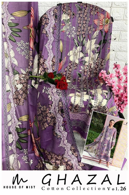 Ghazal Vol 26 House Of Mist Mix Cotton Open Pic Karachi Salwar Suits Supplier Ahmedabad