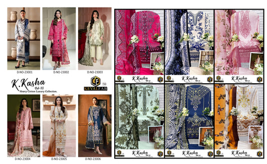 K Kasha Vol 23 Keval Fab Mix Cotton Open pic Karachi Salwar Suits Manufacturer Ahmedabad