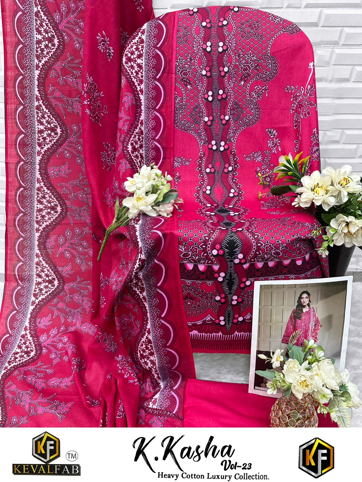 K Kasha Vol 23 Keval Fab Mix Cotton Open pic Karachi Salwar Suits Manufacturer Ahmedabad
