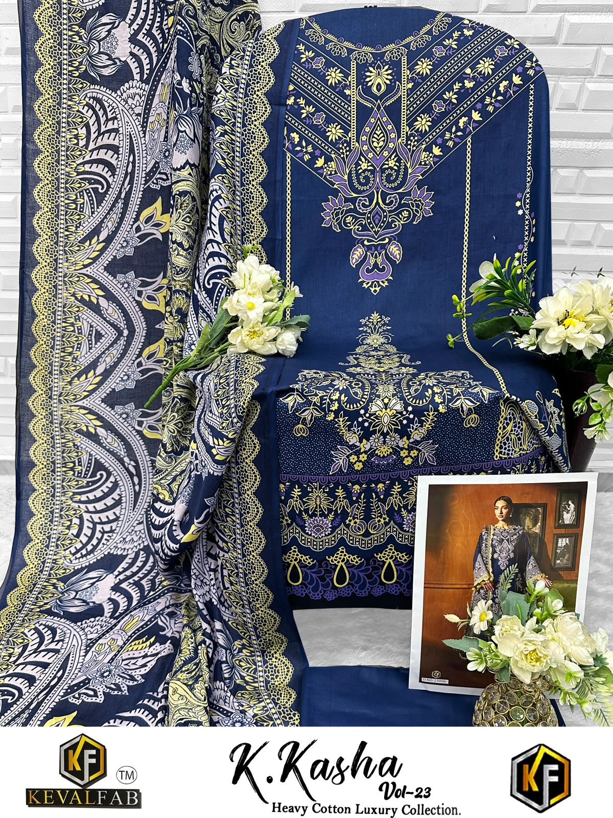 K Kasha Vol 23 Keval Fab Mix Cotton Open pic Karachi Salwar Suits Manufacturer Ahmedabad