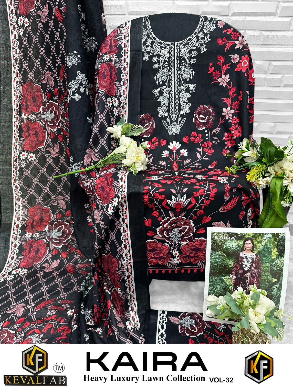 Kaira Vol 32 Keval Fab Lawn Cotton Open Images Karachi Salwar Suits Exporter Gujarat