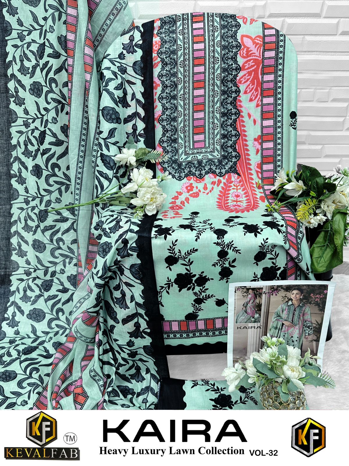 Kaira Vol 32 Keval Fab Lawn Cotton Open Images Karachi Salwar Suits Exporter Gujarat
