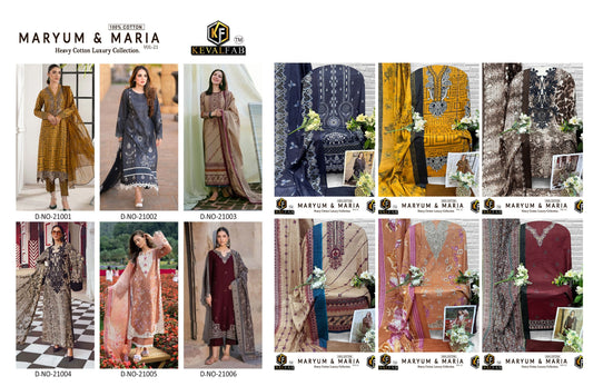 Maryum And Maria Vol 21 Keval Fab Mix Cotton Open Pic Karachi Salwar Suits Supplier India