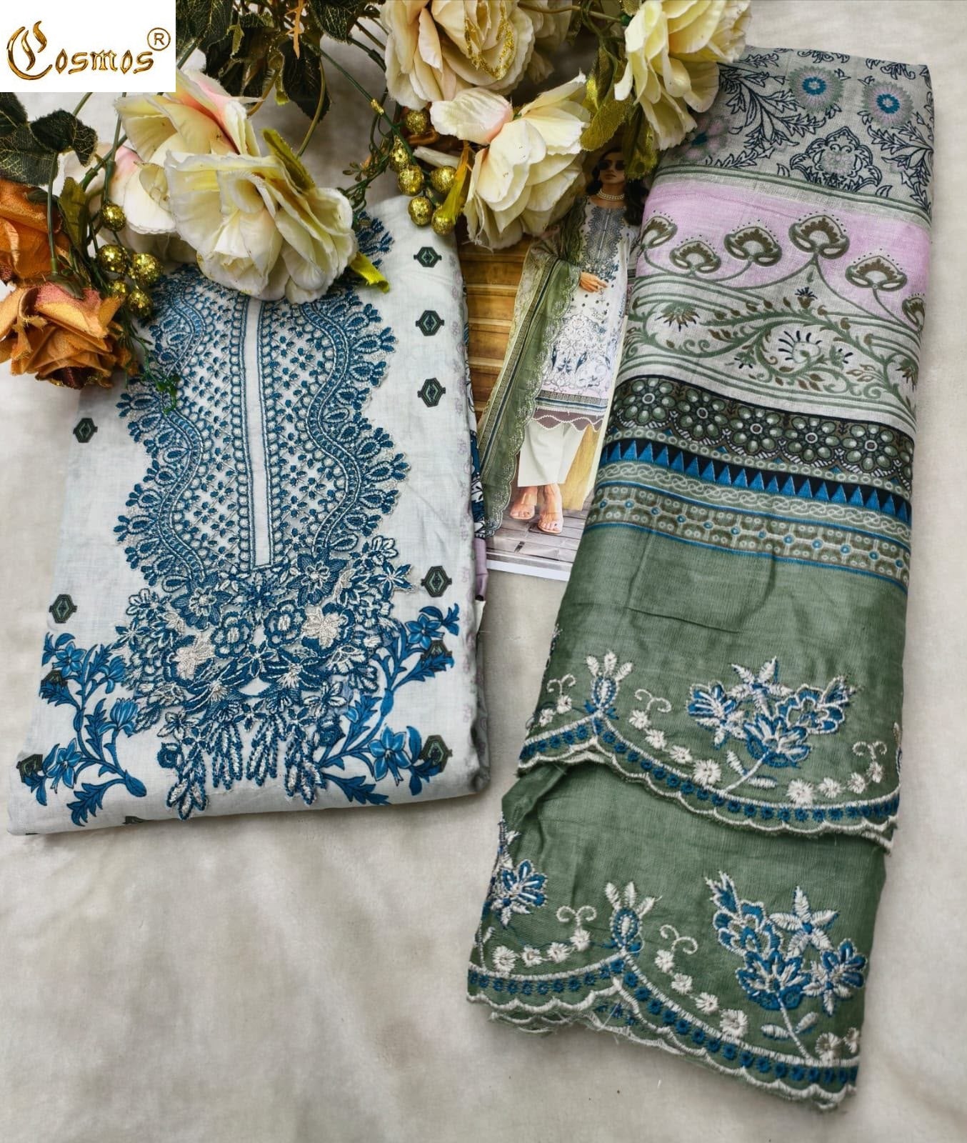 Needle Wonder Vol 5 Cosmos Fashion Lawn Cotton Open pic Karachi Salwar Suits Wholesaler India