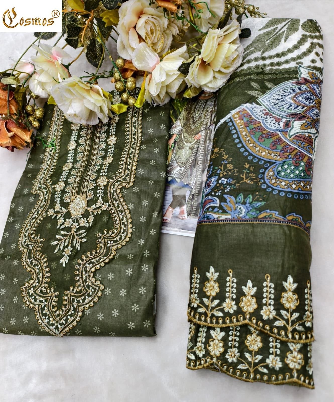 Needle Wonder Vol 5 Cosmos Fashion Lawn Cotton Open pic Karachi Salwar Suits Wholesaler India