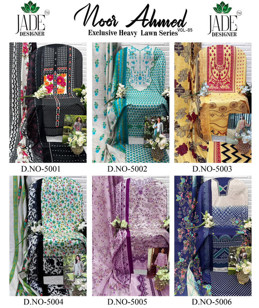 Noor Ahmed Vol 5 Jade Designer Lawn Cotton Open Pic Karachi Salwar Suits Manufacturer