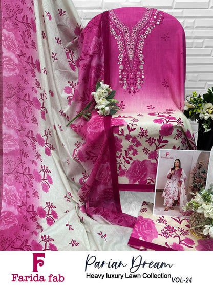 Parian Dream Vol 24 Farida Fab Lawn Cotton Open Pic Karachi Salwar Suits Supplier