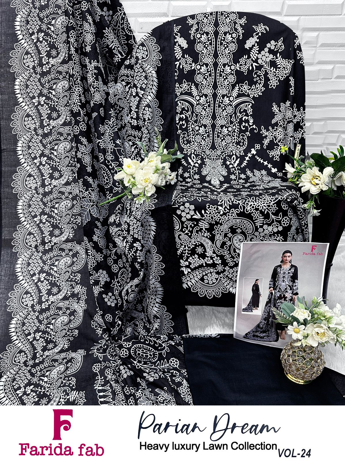 Parian Dream Vol 24 Farida Fab Lawn Cotton Open Pic Karachi Salwar Suits Supplier