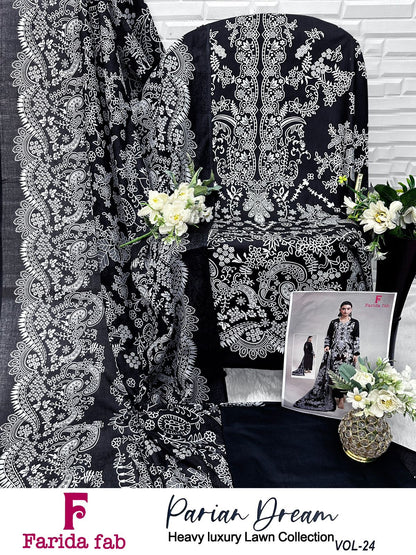 Parian Dream Vol 24 Farida Fab Lawn Cotton Open Pic Karachi Salwar Suits Supplier