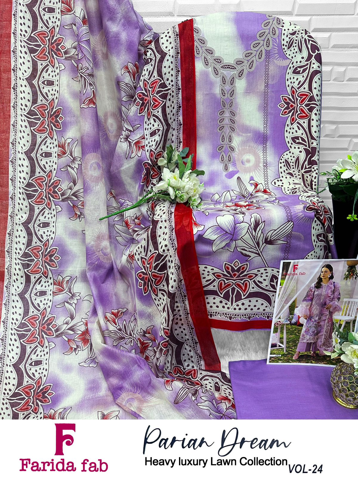 Parian Dream Vol 24 Farida Fab Lawn Cotton Open Pic Karachi Salwar Suits Supplier