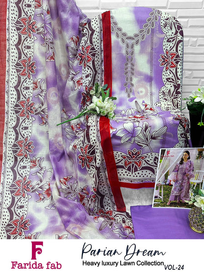 Parian Dream Vol 24 Farida Fab Lawn Cotton Open Pic Karachi Salwar Suits Supplier