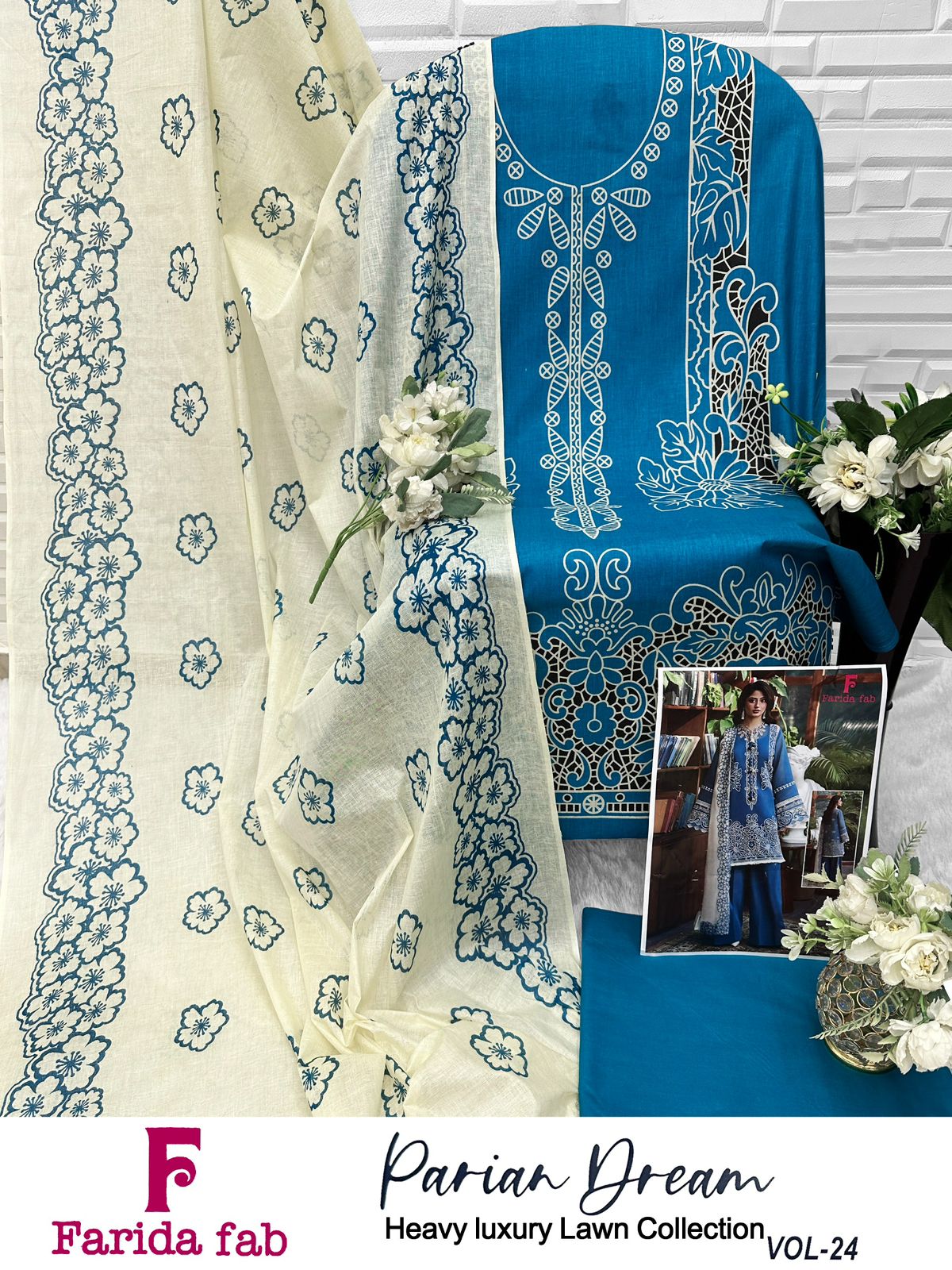 Parian Dream Vol 24 Farida Fab Lawn Cotton Open Pic Karachi Salwar Suits Supplier