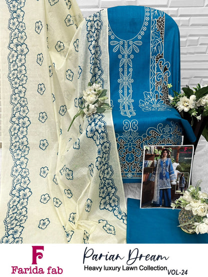 Parian Dream Vol 24 Farida Fab Lawn Cotton Open Pic Karachi Salwar Suits Supplier