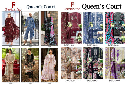 Queens Court Farida Fab Mix Cotton Open Pic Karachi Salwar Suits Manufacturer Gujarat