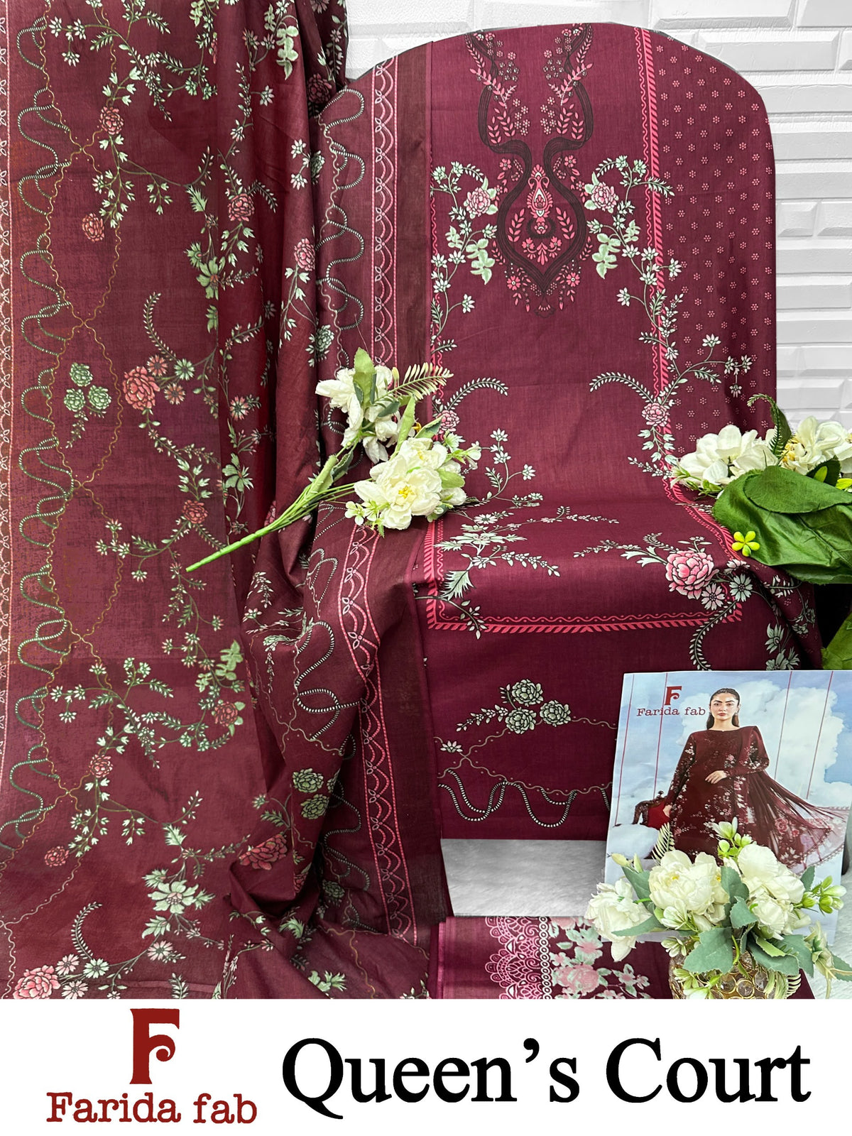 Queens Court Farida Fab Mix Cotton Open Pic Karachi Salwar Suits Manufacturer Gujarat