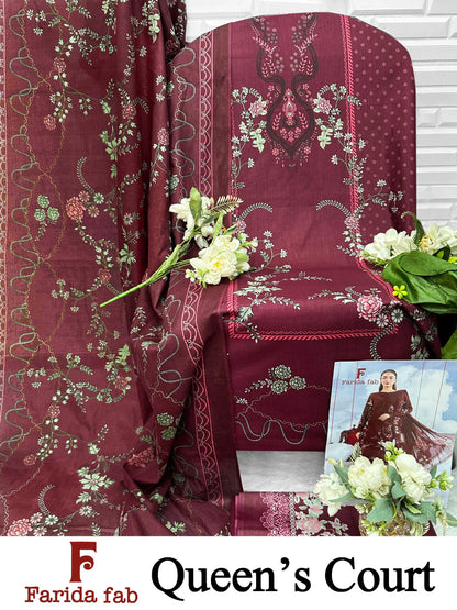 Queens Court Farida Fab Mix Cotton Open Pic Karachi Salwar Suits Manufacturer Gujarat