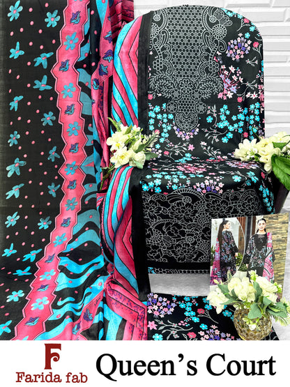 Queens Court Farida Fab Mix Cotton Open Pic Karachi Salwar Suits Manufacturer Gujarat
